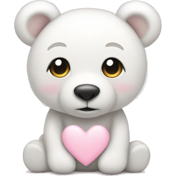 White teddy bear with light pink heart emoji