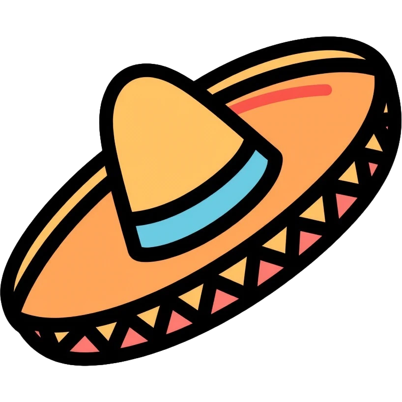 Mexican sombrero hat with decorative patterns emoji