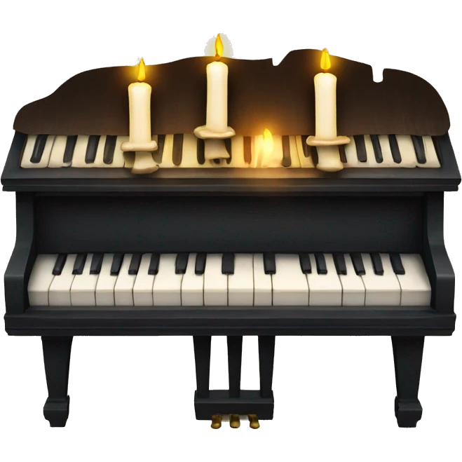 vintage piano with melted candles on top emoji