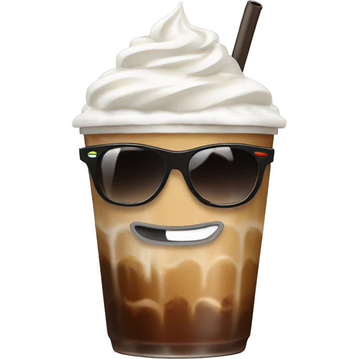 iced coffee with whipped cream and sunglasses emoji