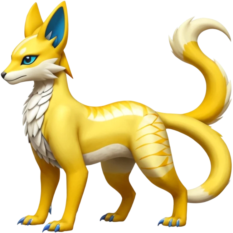 Latias-Vernid-Lombax-Renamon-Zeraora-Bastet-Fakémon-hybrid-fusion-creature, full body emoji