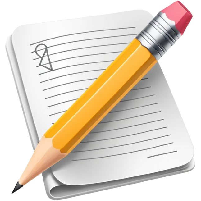 Minimalistic flat vector icon, iOS style, thin black contour on white background. Pencil with sketch lines on paper. No text, no shadows emoji