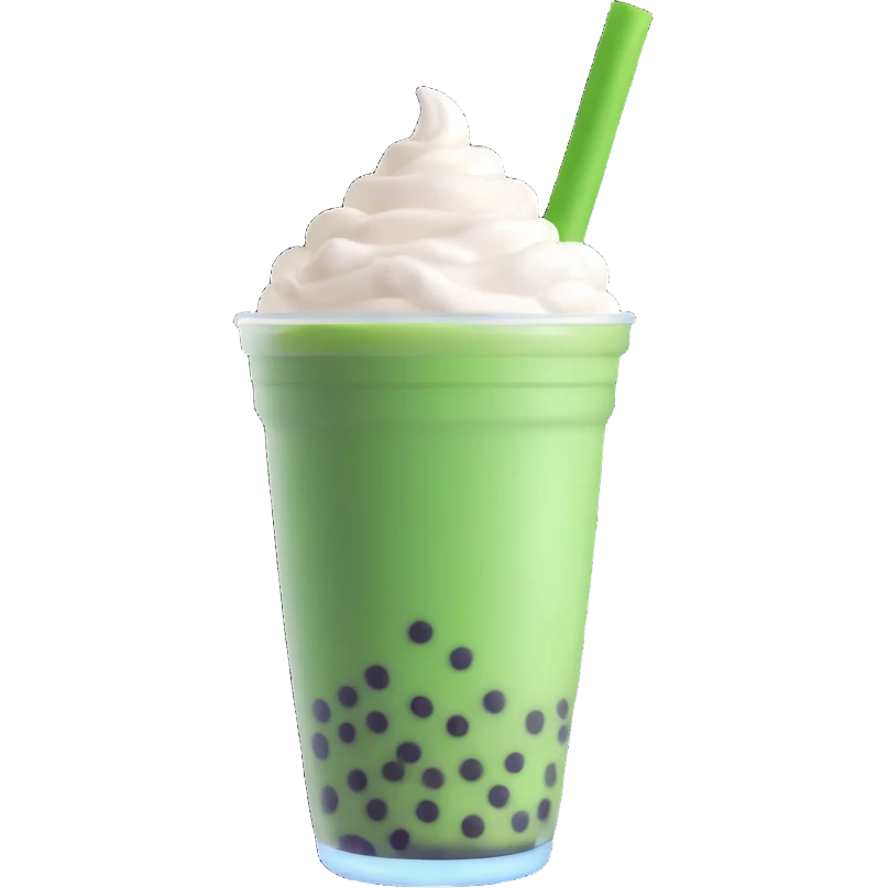 green bubble tea with whipped cream on top emoji