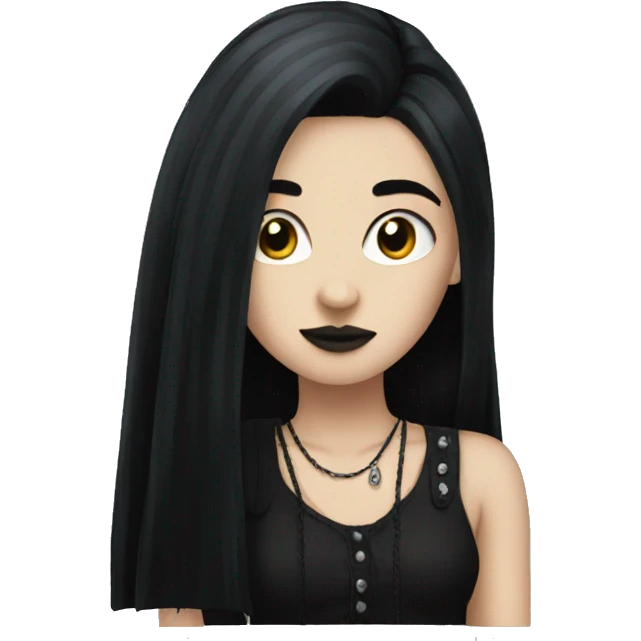 Goth girl emoji long black hair emoji