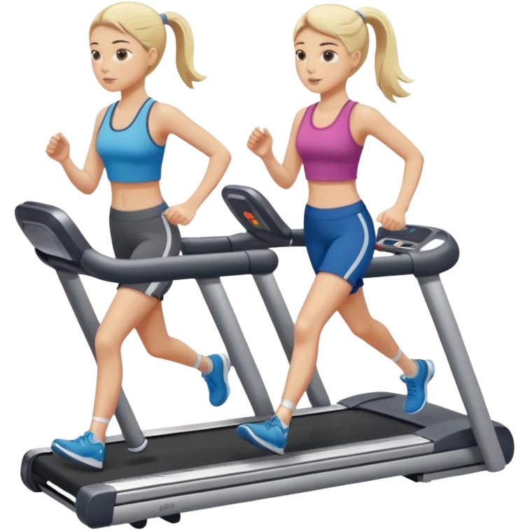 две белокожие девушки ходят по беговой дорожке emoji