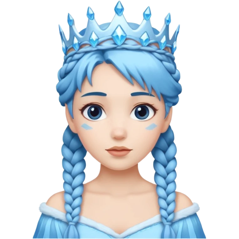 braided hair ice princess with ice crown, blue hair emoji