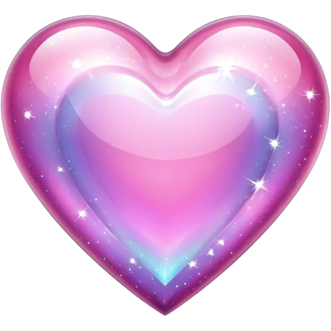 Sparkly glossy pink iridescent glass crystal sparkly  glass heart emoji