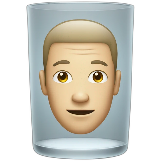 afro white man inside a glass emoji