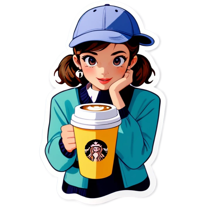 Preppy cap, scrunchie, Polaroid, coffee stickers  emoji