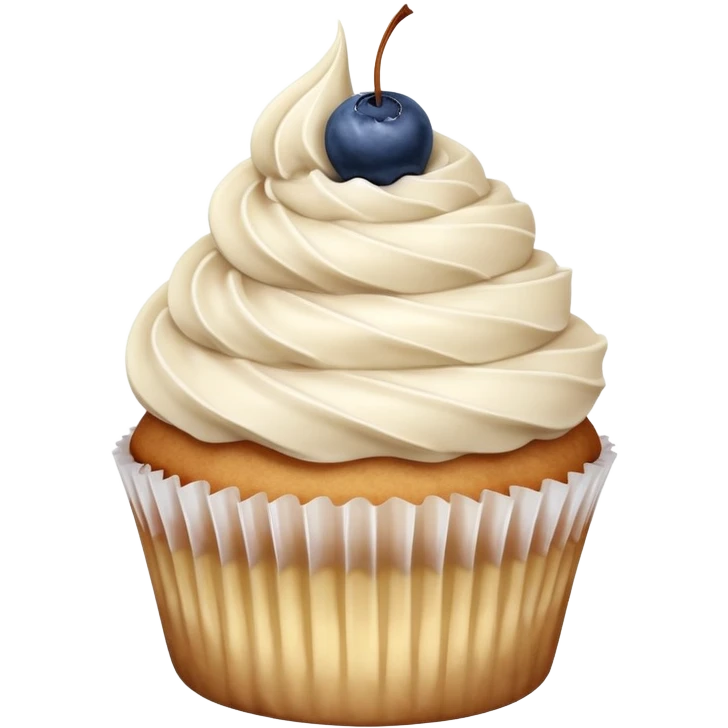 Vanilla cupcake with cinnamon frosting with blueberry jam dolloped on top emoji