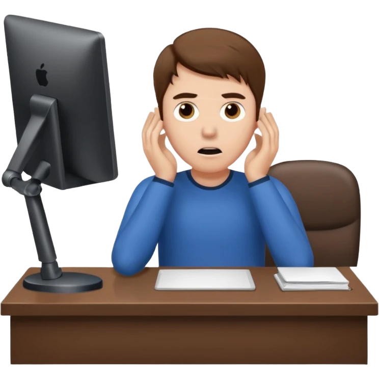A white man with brown hairs, white skin,   sits at his desk in shock emoji