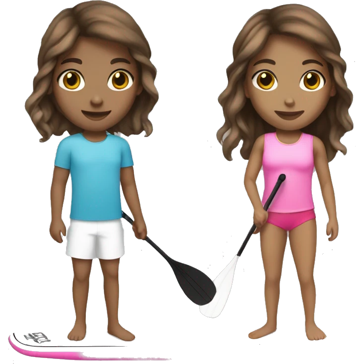 Girl  Brown hair and White skin paddle board pink emoji