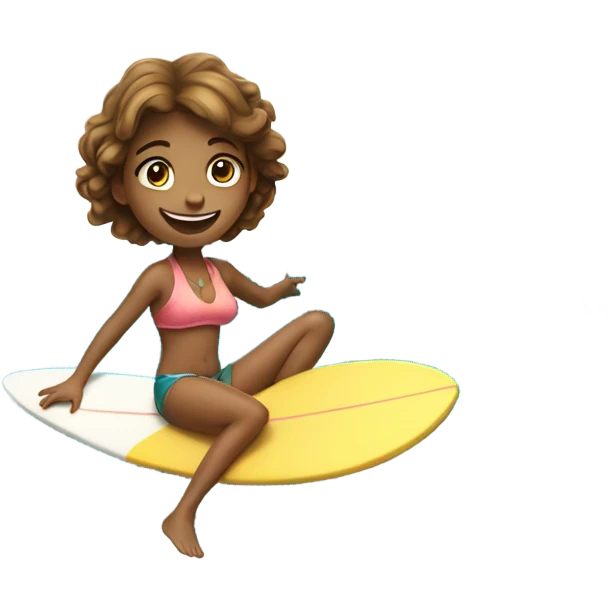 girl on a surfboard with sun emoji