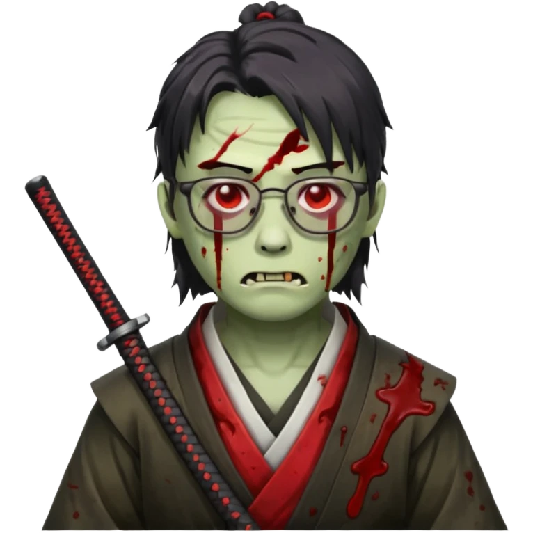 zombie samurai with glasses emoji