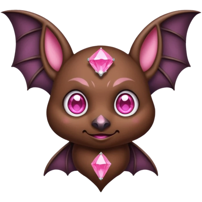 a normal bat witha pink diamond in its forhead, the full bat with his body  emoji