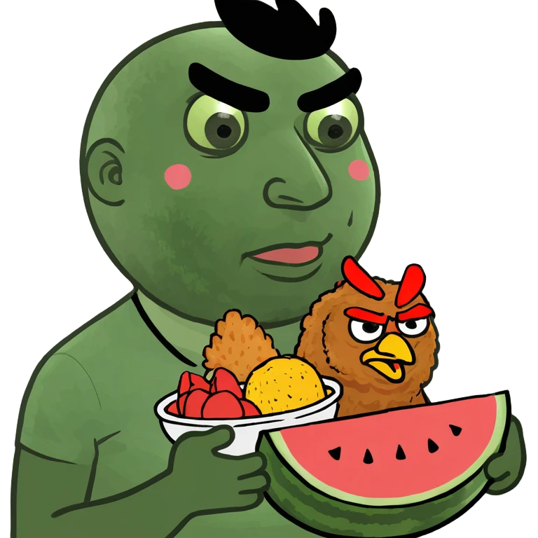 A black man with a waterlmelon and a fried chiken emoji