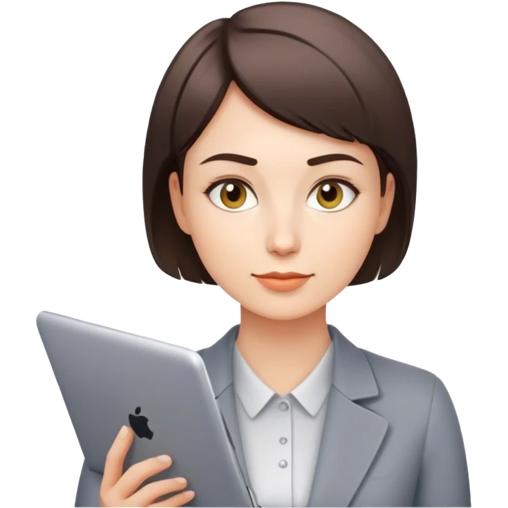 A confident 30-year-old woman with short hair working in the technology field. emoji
