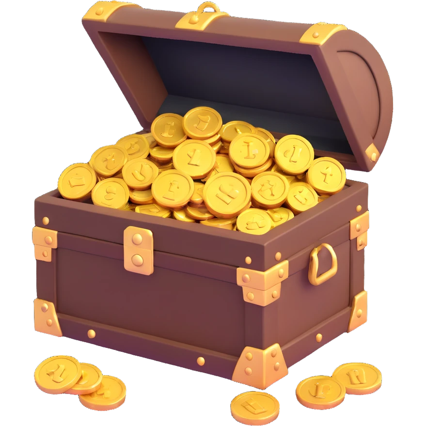 treasure chest with gold coins emoji