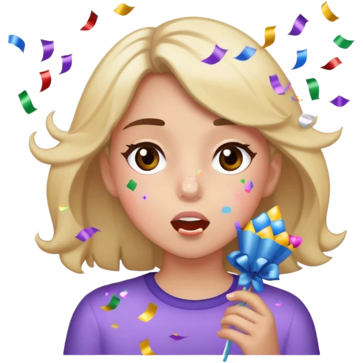a girl wearing blowing confetti birthday  emoji