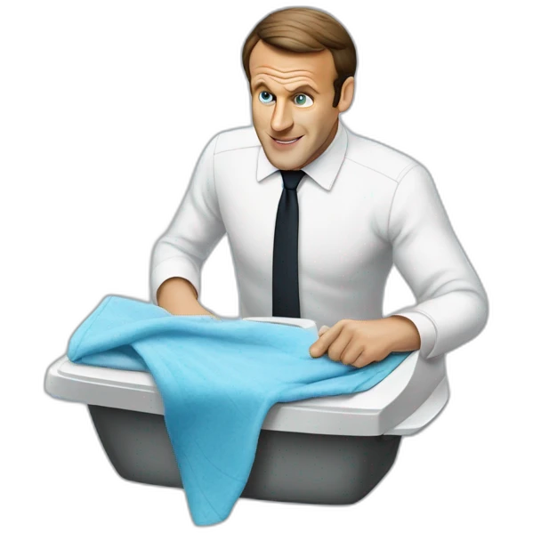 Emmanuel macron ironing laundry emoji
