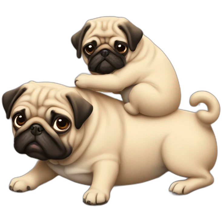 Abrazo  familiar de pugs emoji