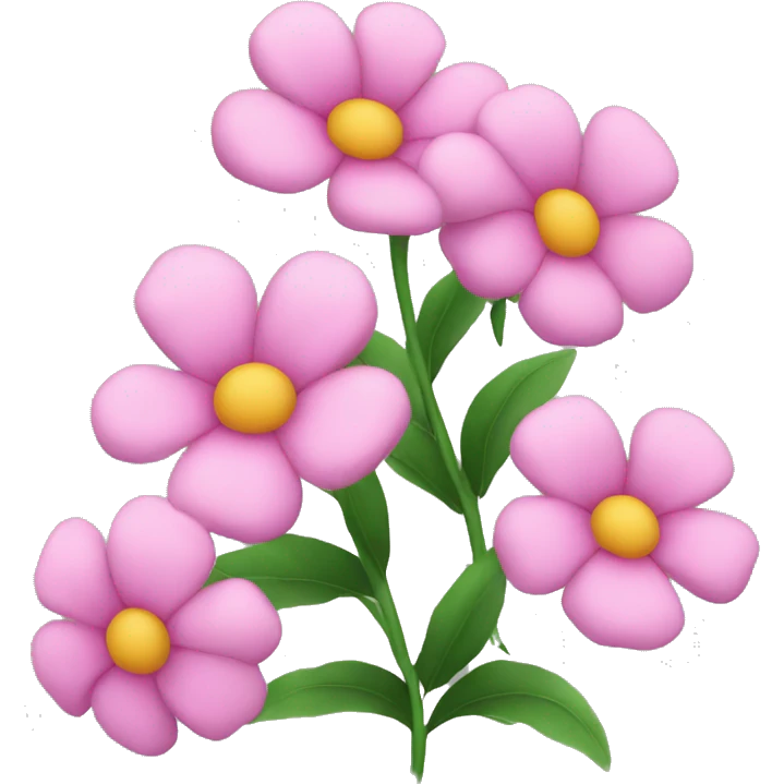 Three pink flowers with leaves emoji