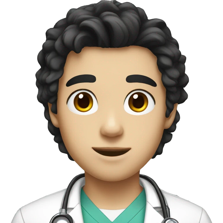 a teenager doctor boy student white skin, black hair emoji