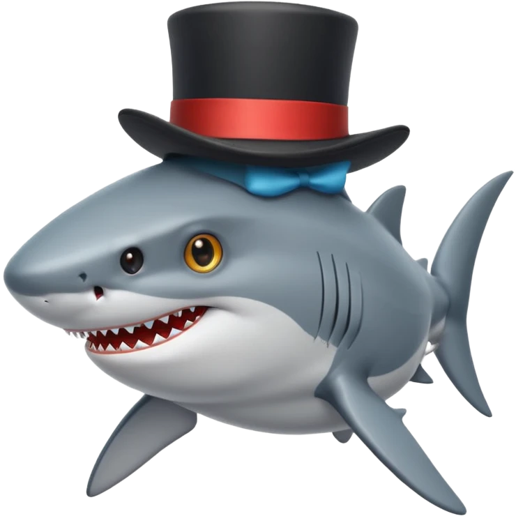 Shark with a top hat emoji