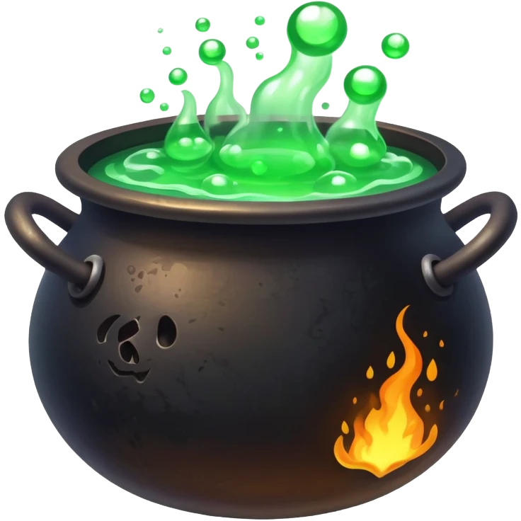 boiling cauldron with potion emoji