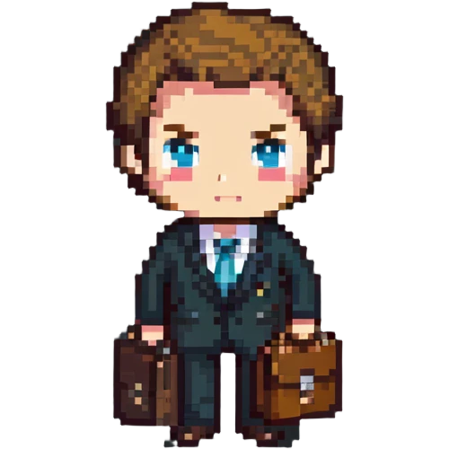 chibi businessman in suit with briefcase emoji