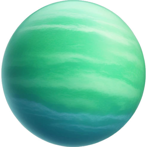 Pastel green planet with blue water and fog  emoji