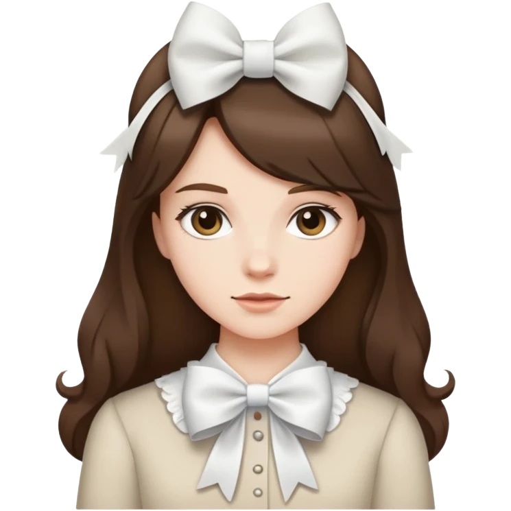 brunette hair white bow emoji