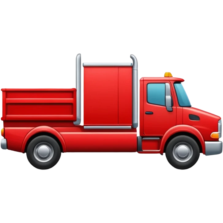 A new red truck with a "TIR" plate turned to the right, without another logo emoji