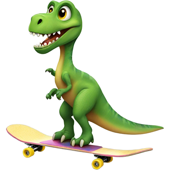 Dinosaur on skateboard emoji