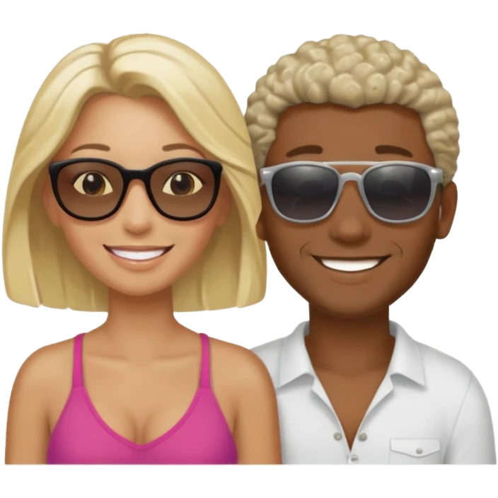 Black man salt n pepper hair smiling with blonde in love on beach emoji