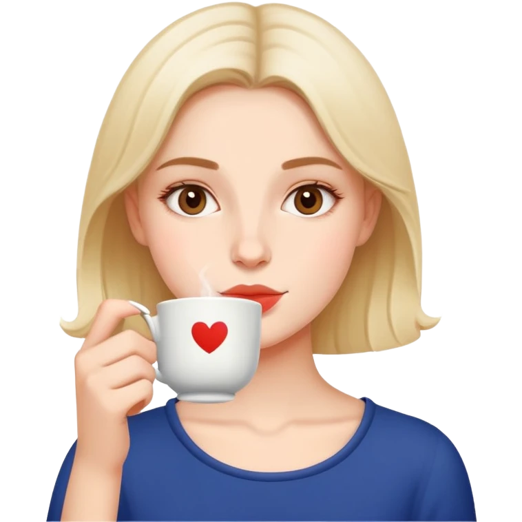 Simple portrait of British girl sipping tea, minimal tea elements, focus on girl's face emoji