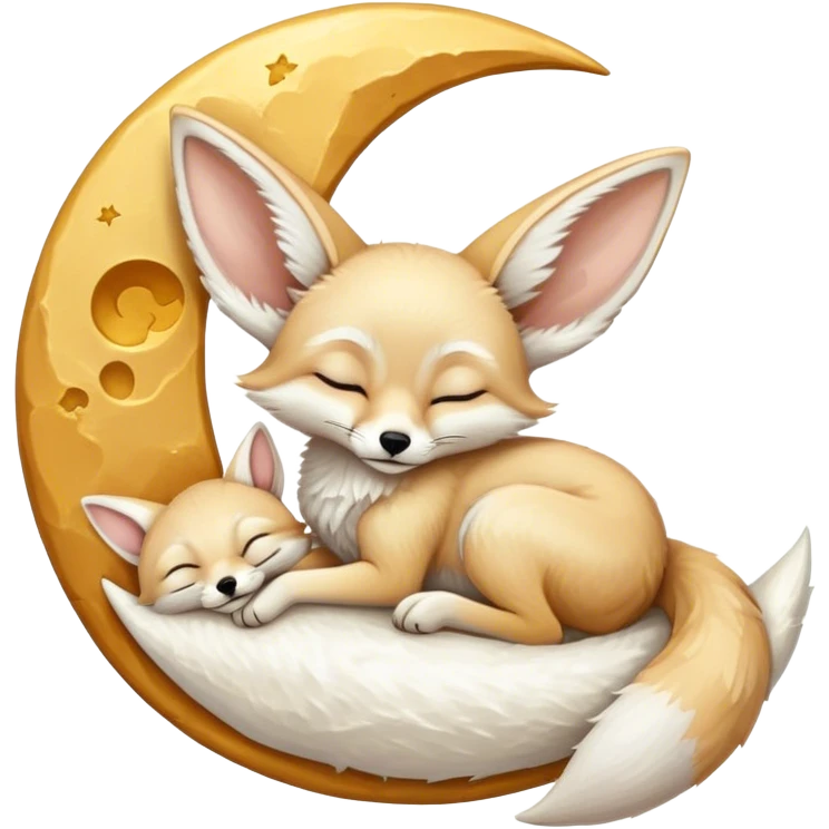 fennec sleeping on a moon sickle  emoji