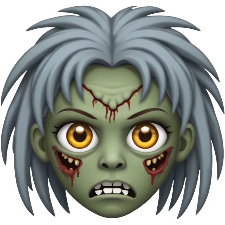faça uma garota zumbi com cabelos acima dos ombros da cor castanhos escuros e com franja curta emoji