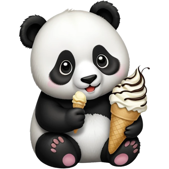 Panda eating ice cream emoji