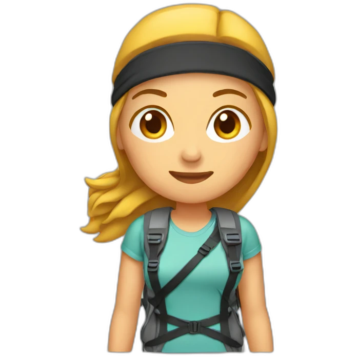 woman hiking with headband emoji