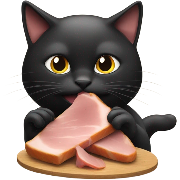 Black Cat eating ham in istanbul emoji