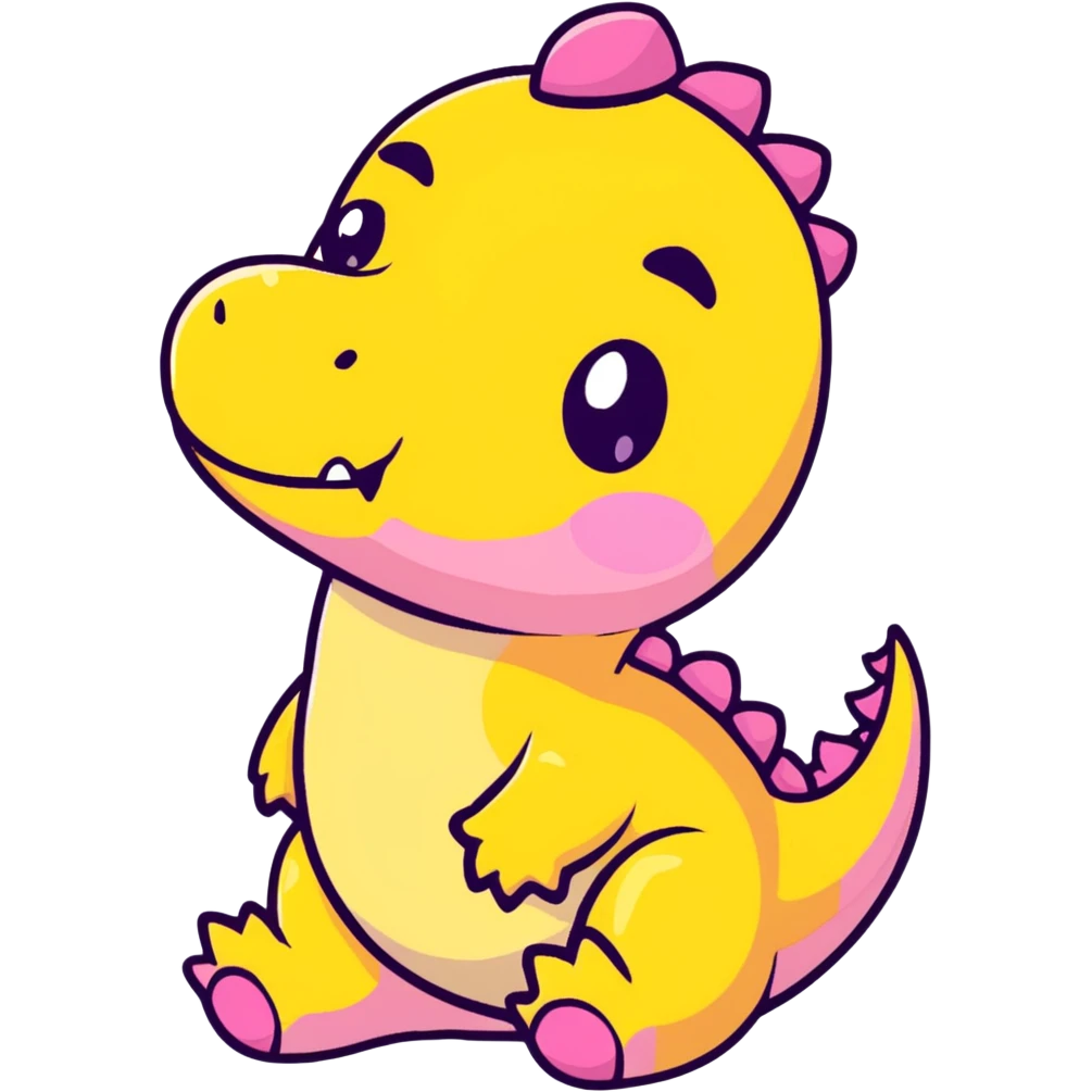 baby dino with pink cheeks emoji