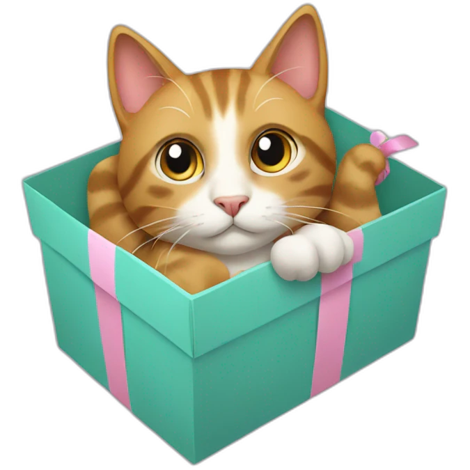 cat from gift box emoji