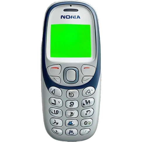 Nokia 3310 with neon green screen emoji