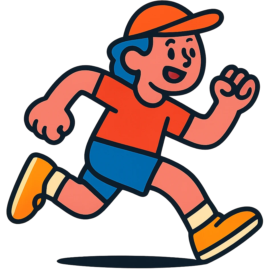 person running, vibrant cartoon style emoji