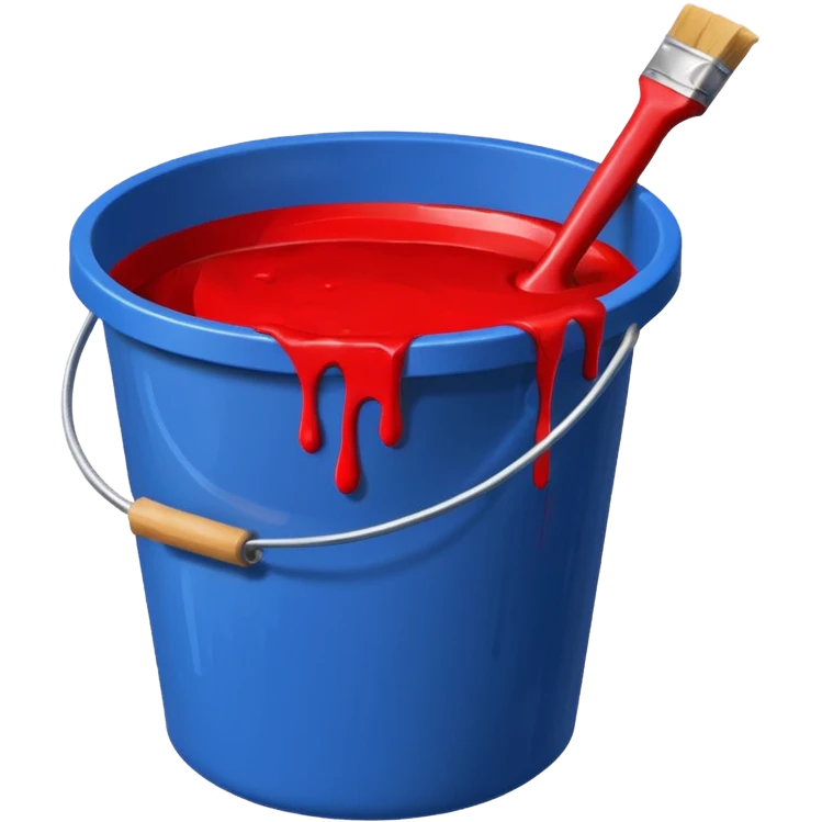 paint splatter, only bucket, spilled paint, red color. emoji
