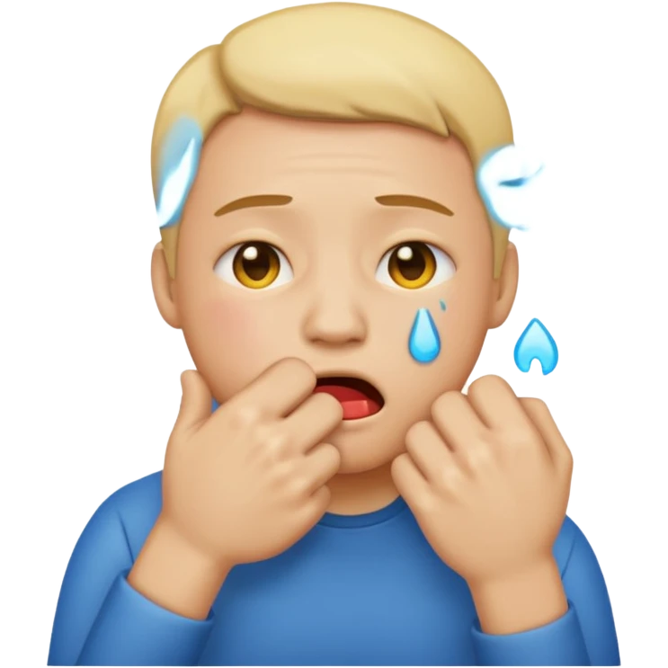 Crying emoji with fist covering mouth emoji