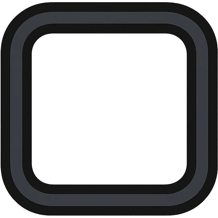 modern styled icon of a square with rounded corners, white inside, gentle seamless transition outward to black, black border effect without outline, no text emoji