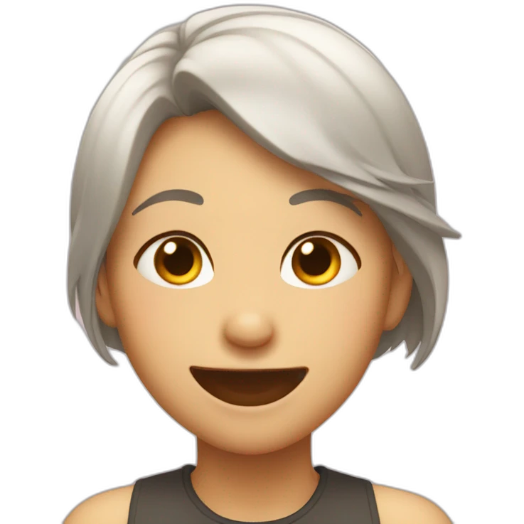 Girl nervously laughing with a sweat drop  emoji