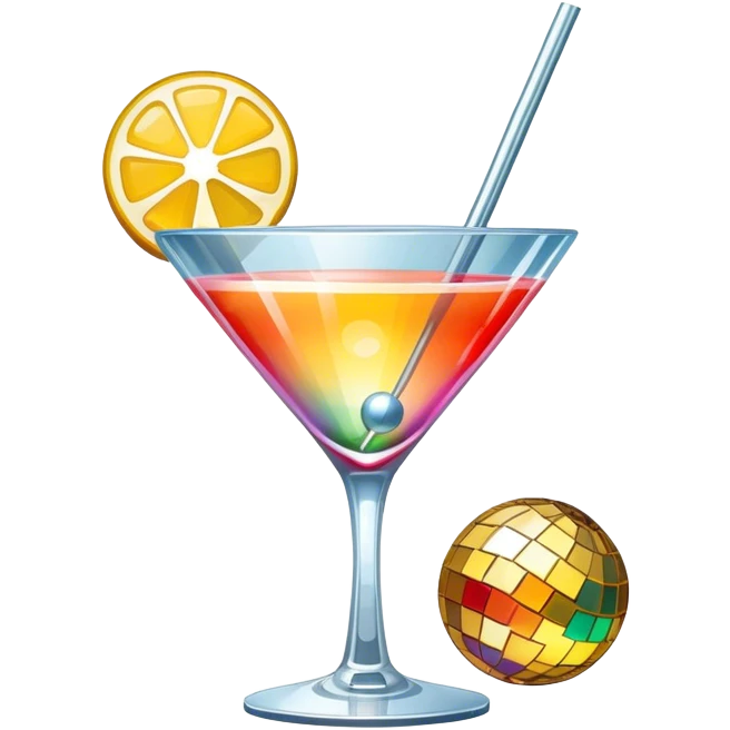 Cocktail and disco ball emoji